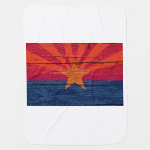 Arizona State Flag On Old Timber Baby Blanket