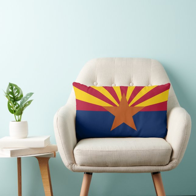 Arizona State Flag Print Patriotic Lumbar Pillow (Chair)