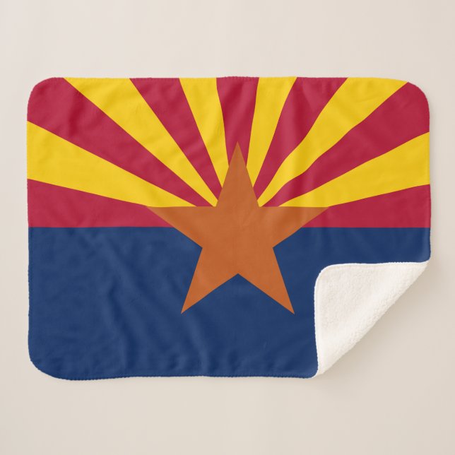 Arizona State Flag Print Patriotic Sherpa Blanket (Front (Horizontal))