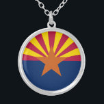 Arizona State Flag Silver Plated Necklace<br><div class="desc">Patriotic Arizona state flag.</div>