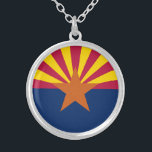 Arizona State Flag Silver Plated Necklace<br><div class="desc">Patriotic Arizona state flag.</div>