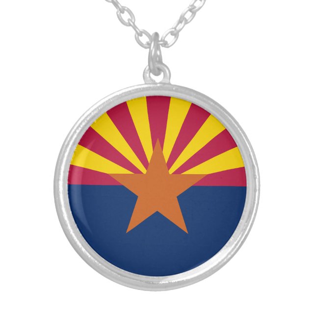 Arizona State Flag Silver Plated Necklace (Front)