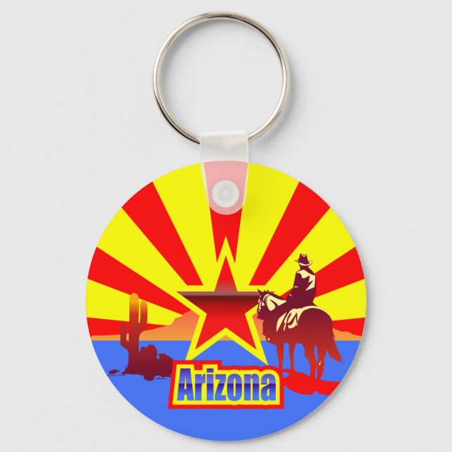 Arizona State Flag Vintage Drawing Keychain (Front)