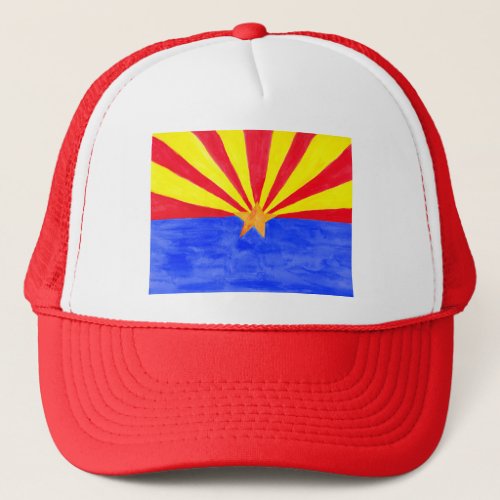 Arizona State Flag Watercolor Trucker Hat