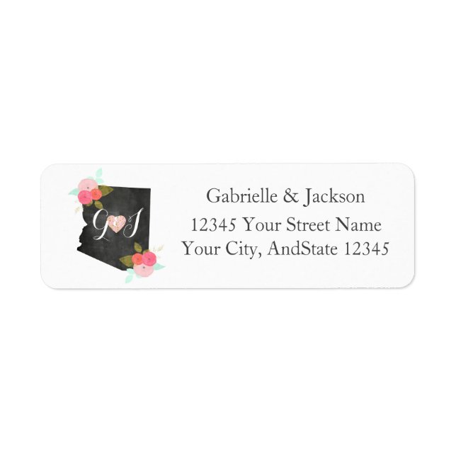 Arizona State Floral Monogram return address label (Front)