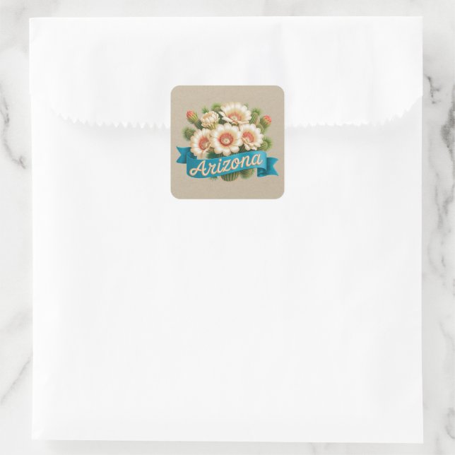 Arizona State Flowers Emblem Square Sticker (Bag)