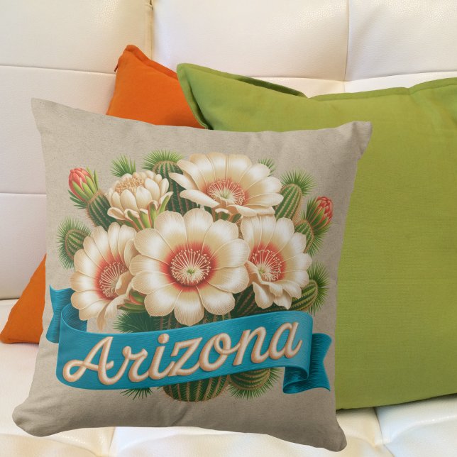Arizona State Flowers Emblem Throw Pillow (Creator Uploaded)
