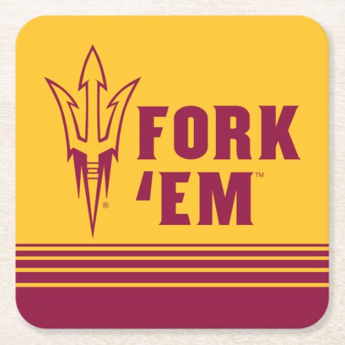 Arizona State Fork Em Square Paper Coaster