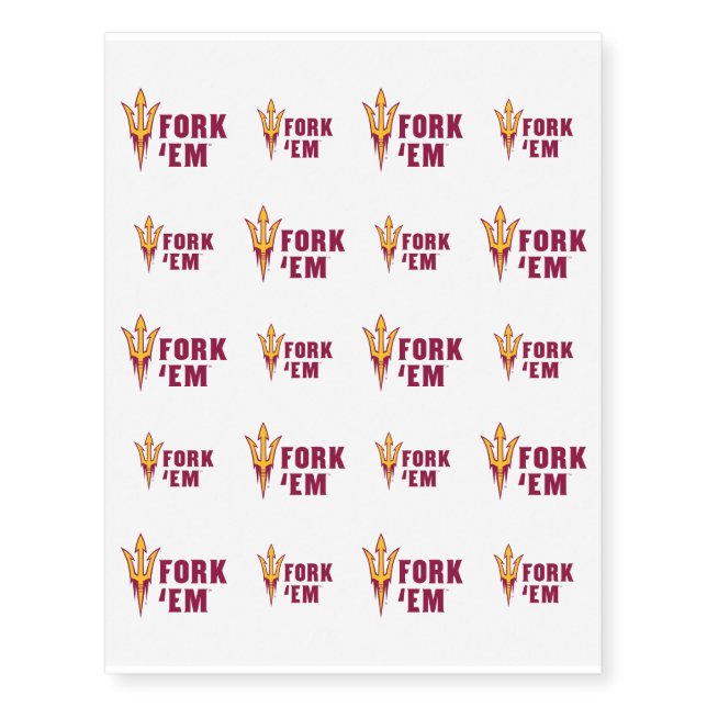 Arizona State Fork 'Em Temporary Tattoos (Front)
