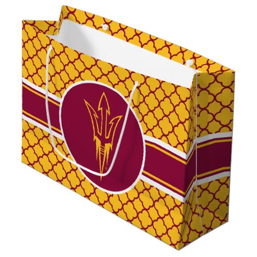 Arizona State Fork  Quatrefoil Pattern Large Gift Bag