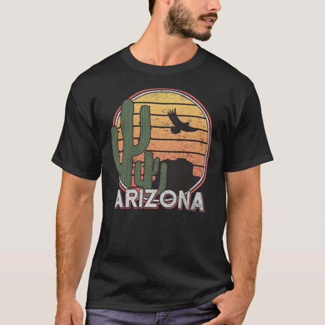 Arizona State Gift Souvenir  Retro Arizona Cactus  T-Shirt (Front)