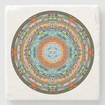 Arizona State Mandala Stone Coaster by TravelingMandalas at Zazzle