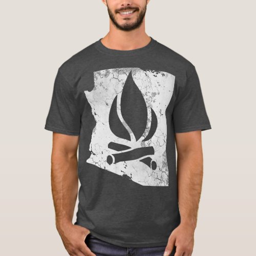 Arizona State Map Camping Camp Fire Camper Outrs T_Shirt