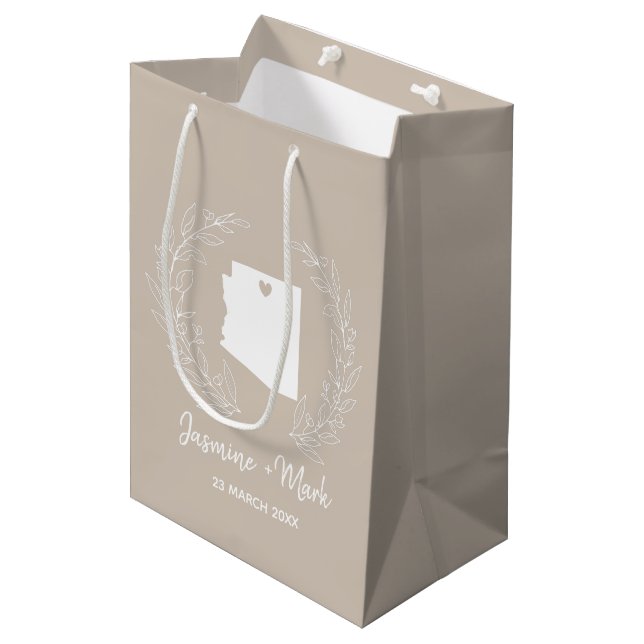 Arizona state map  destination wedding favors   medium gift bag (Front Angled)