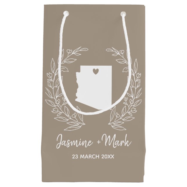 Arizona state map  destination wedding favors     small gift bag (Front)