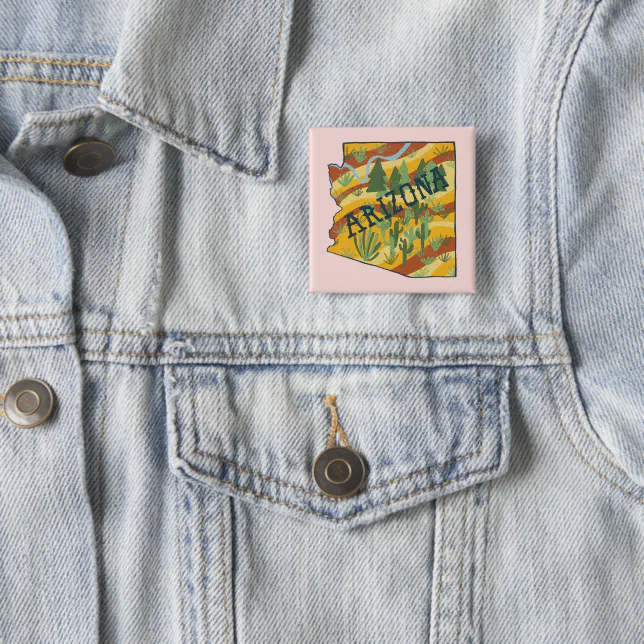 Arizona State Map Illustration Button | Zazzle