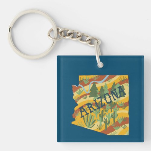 Arizona State Map Illustration Keychain