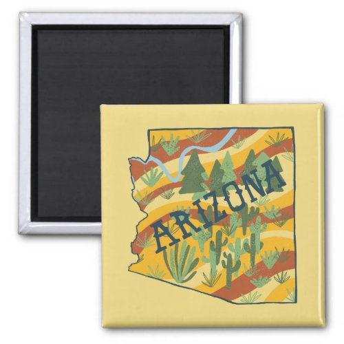 Arizona State Map Illustration Magnet