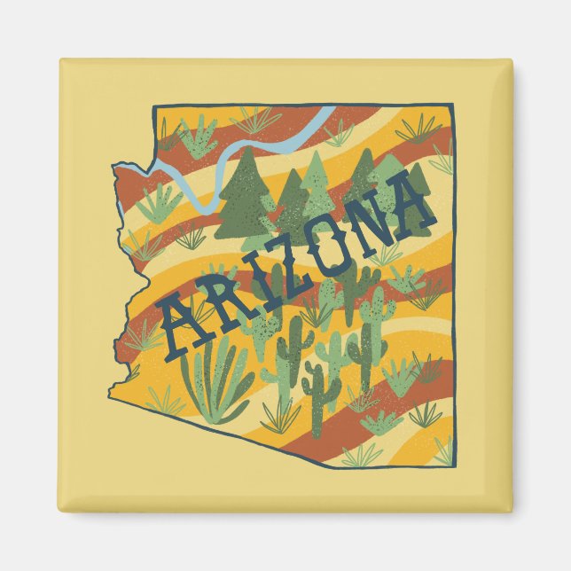 Arizona State Map Illustration Magnet (Front)