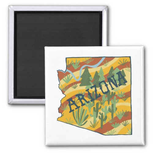 Arizona State Map Illustration Magnet