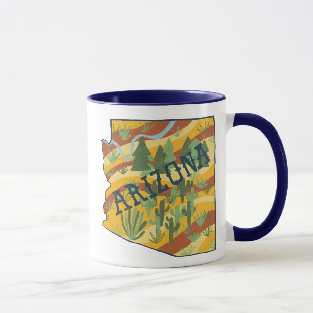 Arizona State Map Illustration Mug (Right)
