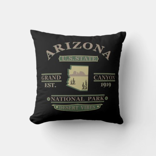 arizona state map throw pillow