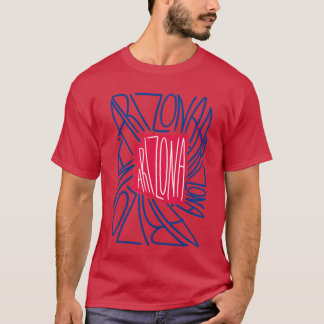 Arizona State Map Typography Red and Blue USA Amer T-Shirt
