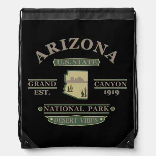 Arizona state map vintage drawstring bag