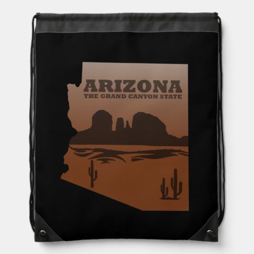 Arizona state map vintage drawstring bag