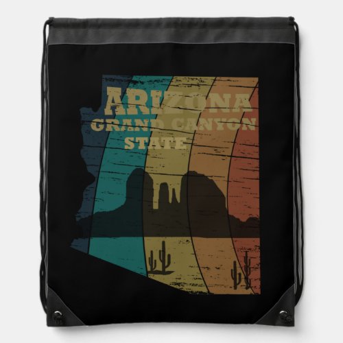 Arizona state map vintage drawstring bag