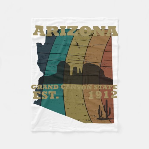 Arizona state map vintage fleece blanket