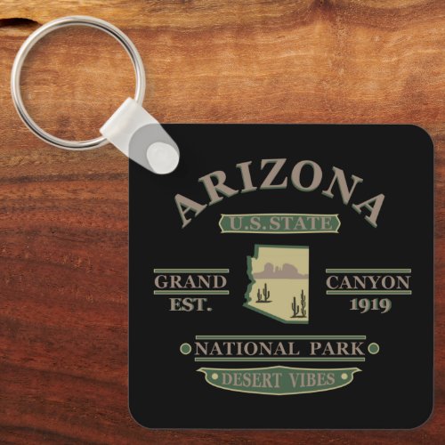 Arizona state map vintage keychain