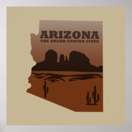 Arizona state map vintage poster