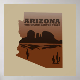 Arizona state map vintage poster