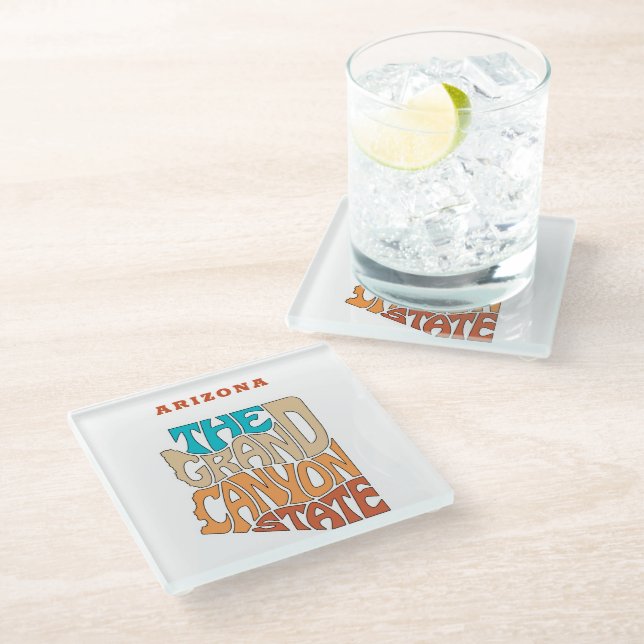 Arizona State Nickname Word Art Glass Coaster (Angled)