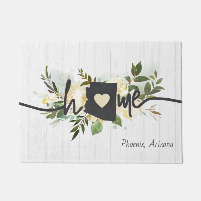 Arizona State Personalized Your Home City Rustic Doormat (Front)