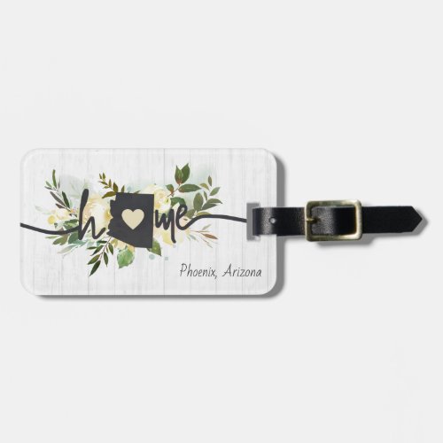 Arizona State Personalized Your Home City Rustic Luggage Tag
