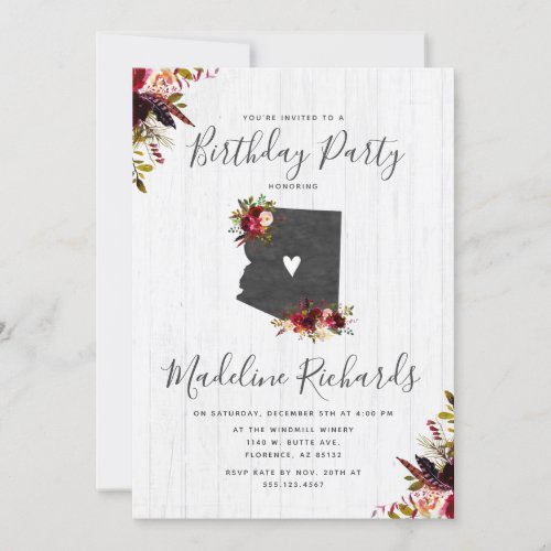 Arizona State Rustic Birthday Party Invitation