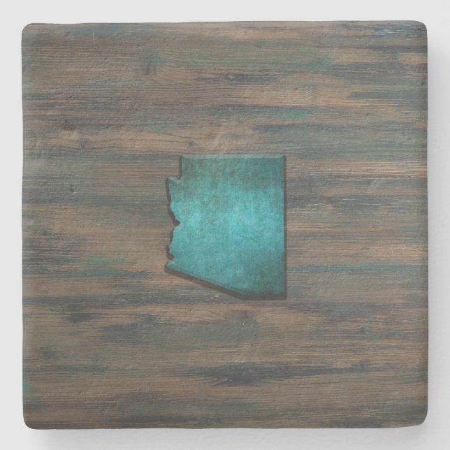 Arizona State Shape Teal Stone Coaster (Front)