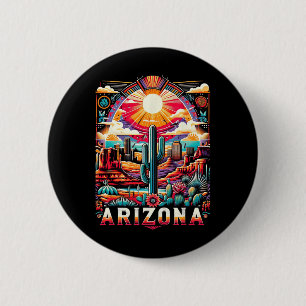 Arizona State Shirt Az Retro Desert Cactus Family Button