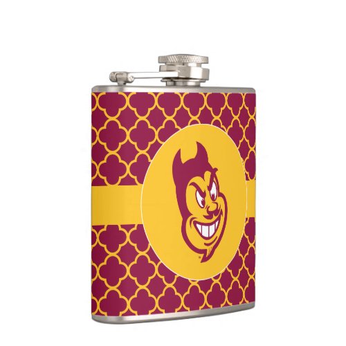 Arizona State Sparky  Quatrefoil Pattern Flask