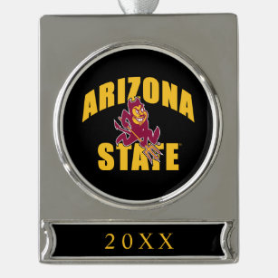 Arizona State Sun Devil Silver Plated Banner Ornament