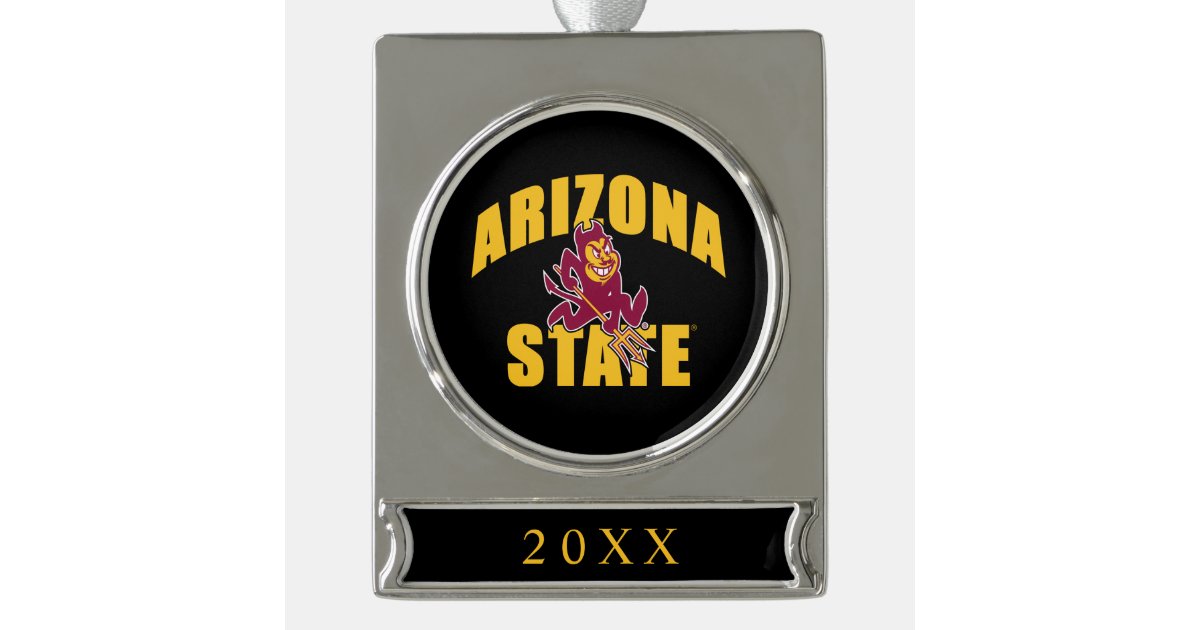 Arizona State Sun Devil Silver Plated Banner Ornament Zazzle Com