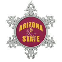 Arizona State Sun Devil Snowflake Pewter Christmas Ornament