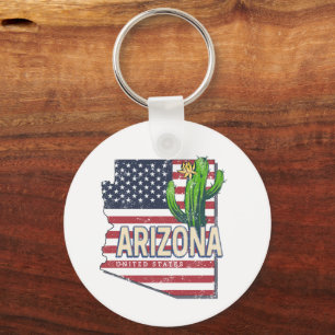 Arizona State United States Retro Map Vintage USA Keychain