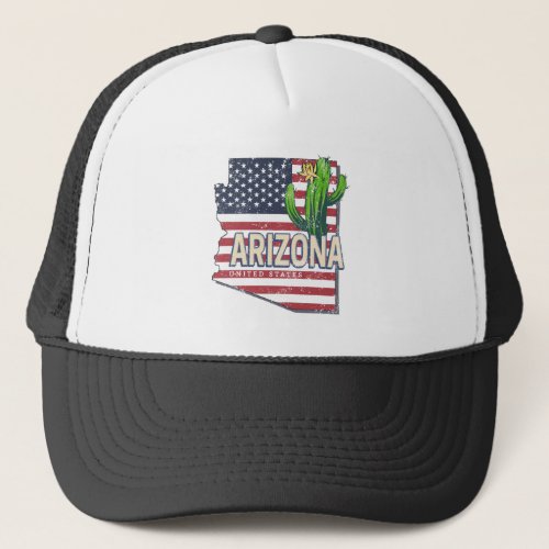 Arizona State United States Retro Map Vintage USA Trucker Hat