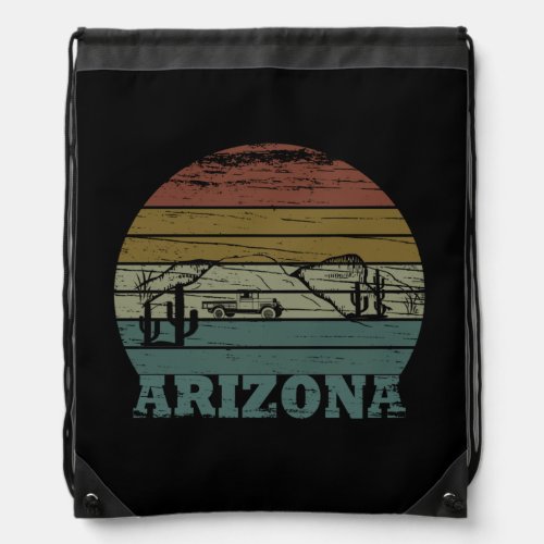 arizona state vintage sunset  drawstring bag