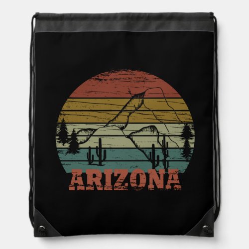 arizona state vintage sunset  drawstring bag