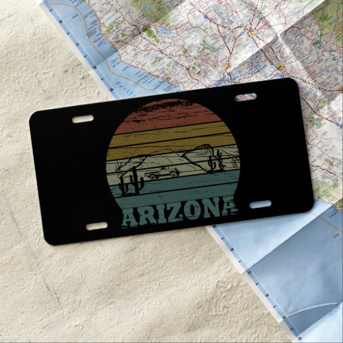arizona state vintage sunset landscape az license plate