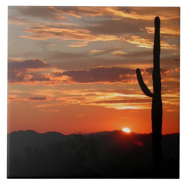 Arizona Sunset, beautiful colors, Ceramic Tile (Front)